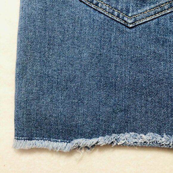 Pacsun Blue Jean Denim Mini Skirt zip raw cutoff - Picture 9 of 12